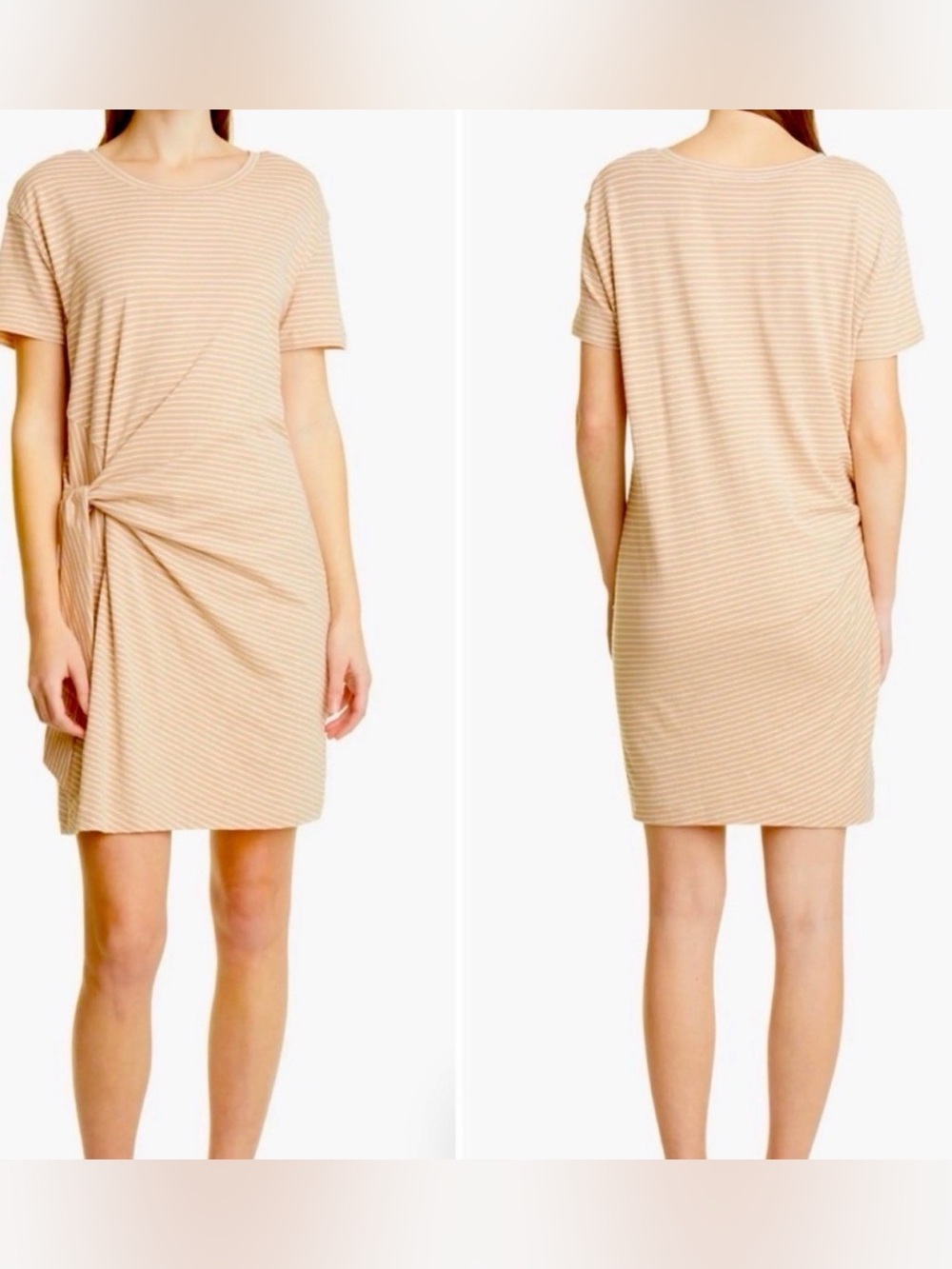 Vince classic stripe tie front cotton  t shirt dress